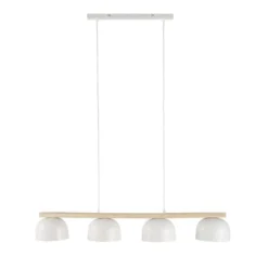 Maisons Du Monde Suspensions Suspension 4 Abat-jours En Métal Blanc Et Frêne