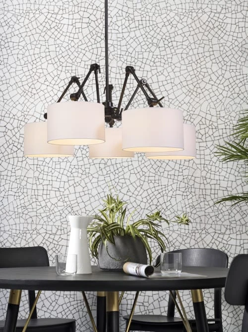 It's About Romi Lustres Suspension 5 Bras Abats-jour Blancs 5 It's About Romi Lustres Suspension 5 Bras Abats-jour Blancs – Image 3