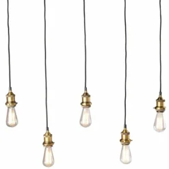 Maisons Du Monde Suspensions Suspension 5 Douilles En Métal Coloris Noir Et Laiton -Luminaires Soldes 202 suspension 5 douilles en metal coloris noir et laiton 1000 9 38 165555 3