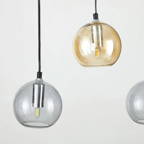 Maisons Du Monde Suspensions Suspension 5 Globes En Verre Fumé Noir Et Ambré 4 Maisons Du Monde Suspensions Suspension 5 Globes En Verre Fumé Noir Et Ambré – Image 2