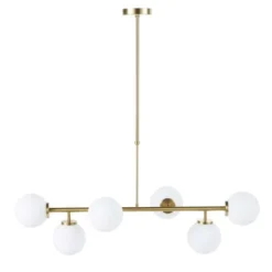 Maisons Du Monde Suspensions Suspension 6 Globes En Verre Opaline Et Métal Doré