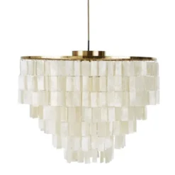 Maisons Du Monde Suspensions Suspension à Pampilles En Nacre Blanche Et Métal Doré Mat