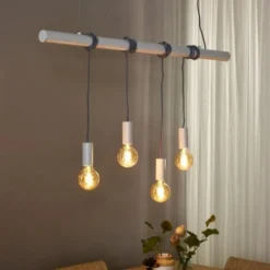 Lucide Suspensions Suspension Barre 4 Lumières En Métal L120cm -Luminaires Soldes 202 suspension barre 4 lumieres en metal l120cm 1