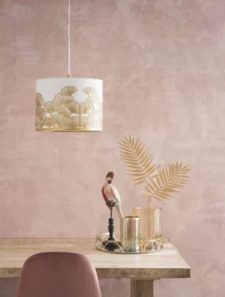 Maisons Du Monde Suspensions Suspension Blanche Feuilles De Ginkgo En Métal Doré -Luminaires Soldes 202 suspension blanche feuilles de ginkgo en metal dore 1000 7 18 204772 2