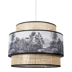 Decoratie Suspensions Suspension Cannage Et Tissu D40cm