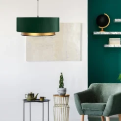 Kauze Luminaires Suspensions Suspension Chic Moma Vert Et Or Ø 40cm -Luminaires Soldes 202 suspension chic moma vert et or oe 40cm 1