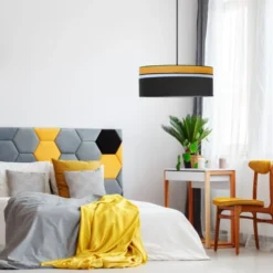 Kauze Luminaires Suspensions Suspension Déco Noir Et Jaune Moutarde Ø 40 -Luminaires Soldes 202 suspension deco noir et jaune moutarde oe 40 1