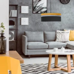 Kauze Luminaires Suspensions Suspension Déco Noir Et Jaune Moutarde Ø 40 -Luminaires Soldes 202 suspension deco noir et jaune moutarde oe 40 2