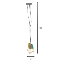 Pirouette Paris Suspensions Suspension En Béton 3 Douilles Gris Jaune Et Vert -Luminaires Soldes 202 suspension en beton 3 douilles gris jaune et vert 3