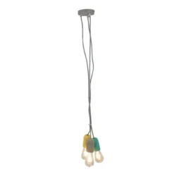 Pirouette Paris Suspensions Suspension En Béton 3 Douilles Gris Jaune Et Vert -Luminaires Soldes 202 suspension en beton 3 douilles gris jaune et vert 4