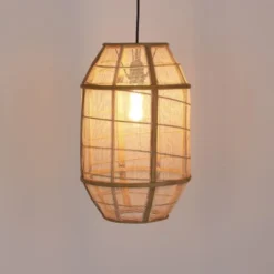 Mica Decorations Suspensions Suspension En Bois Beige Et Lin -Luminaires Soldes 202 suspension en bois beige et lin 4