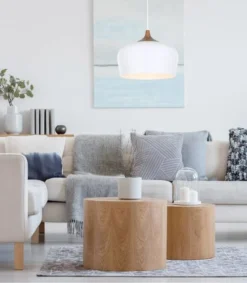 Lussiol Lighting Suspensions Suspension En Bois Blanc D. 35 Cm -Luminaires Soldes 202 suspension en bois blanc d 35 cm 2