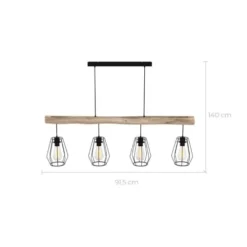 Rendez Vous Déco Suspensions Suspension En Bois Et Métal 4 Lampes -Luminaires Soldes 202 suspension en bois et metal 4 lampes 2