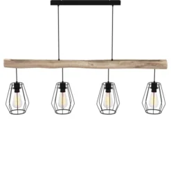 Rendez Vous Déco Suspensions Suspension En Bois Et Métal 4 Lampes