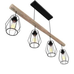 Rendez Vous Déco Suspensions Suspension En Bois Et Métal 4 Lampes -Luminaires Soldes 202 suspension en bois et metal 4 lampes 3