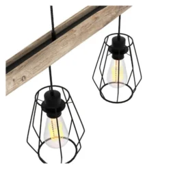 Rendez Vous Déco Suspensions Suspension En Bois Et Métal 4 Lampes -Luminaires Soldes 202 suspension en bois et metal 4 lampes 4