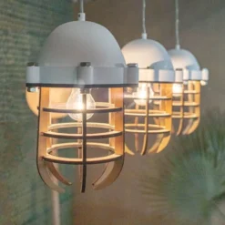 Now’s Home Suspensions Suspension En Bois Et Métal Blanc -Luminaires Soldes 202 suspension en bois et metal blanc 2