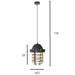 Now’s Home Suspensions Suspension En Bois Et Métal Noir -Luminaires Soldes 202 suspension en bois et metal noir 2