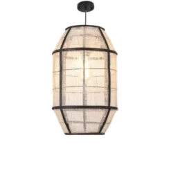 Mica Decorations Suspensions Suspension En Bois Noir Et Lin -Luminaires Soldes 202 suspension en bois noir et lin 8