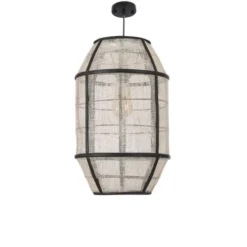 Mica Decorations Suspensions Suspension En Bois Noir Et Lin -Luminaires Soldes 202 suspension en bois noir et lin 9