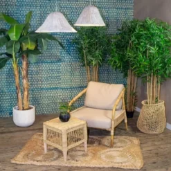 Now’s Home Suspensions Suspension En Feuilles De Palmier Blanche 55x28cm -Luminaires Soldes 202 suspension en feuilles de palmier blanche 55x28cm 3