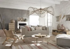 Maisons Du Monde Suspensions Suspension En Fibre Végétale Tressée Et Métal Doré -Luminaires Soldes 202 suspension en fibre vegetale tressee et metal dore 1000 12 4 212138 3