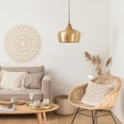 Maisons Du Monde Suspensions Suspension En Métal Doré Et Manguier -Luminaires Soldes 202 suspension en metal dore et manguier 1000 16 39 177241 3