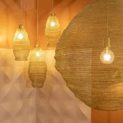 Now’s Home Suspensions Suspension En Métal Filaire Doré Ronde D73cm -Luminaires Soldes 202 suspension en metal filaire dore ronde d73cm 2