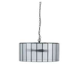 Maisons Du Monde Suspensions Suspension En Métal Noir Et Verre Ondulé