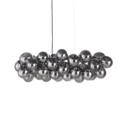 Maisons Du Monde Suspensions Suspension En Métal Noir Mat Et Globes En Verre Fumé D80