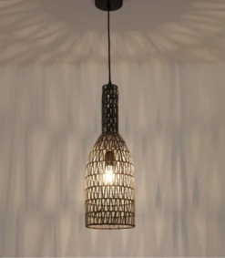 Lussiol Lighting Suspensions Suspension En Rotin Gris D. 19 Cm -Luminaires Soldes 202 suspension en rotin gris d 19 cm 1