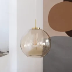 Dyberg Larsen Suspensions Suspension En Verre Ambre Et Laiton, H 30 Cm D 30 Cm -Luminaires Soldes 202 suspension en verre ambre et laiton h 30 cm d 30 cm 2