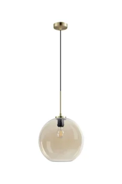 Dyberg Larsen Suspensions Suspension En Verre Ambre Et Laiton, H 30 Cm D 30 Cm