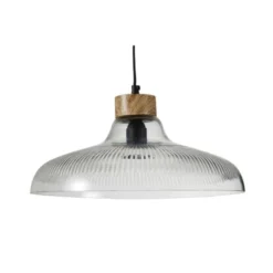 Maisons Du Monde Suspensions Suspension En Verre Ciselé Transparent Et Manguier