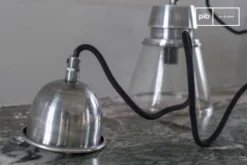 PIB Suspensions Suspension En Verre Et Métal Argenté -Luminaires Soldes 202 suspension en verre et metal argente 2