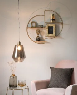 Maisons Du Monde Suspensions Suspension En Verre Fumé Et Métal Doré -Luminaires Soldes 202 suspension en verre fume et metal dore 1000 1 8 195127 3