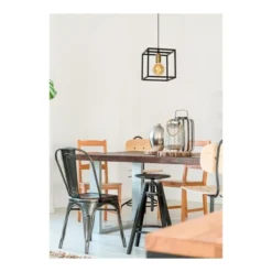 Lampea Suspensions Suspension Industrielle En Métal Noir 150 Cm -Luminaires Soldes 202 suspension industrielle en metal noir 150 cm 1