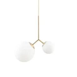 House Doctor Suspensions Suspension Laiton En Verre Blanc Et Gris -Luminaires Soldes 202 suspension laiton en verre blanc 6