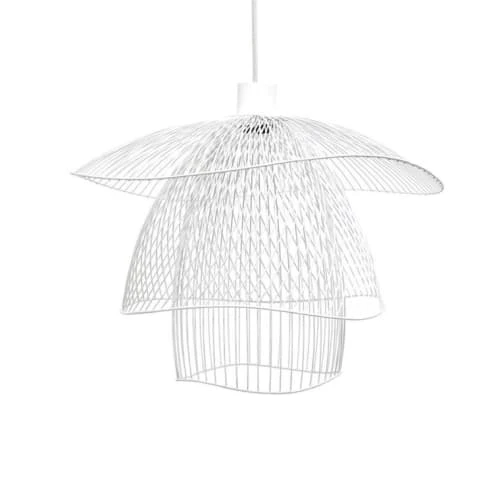 Forestier Suspensions Suspension Métal Filaire Blanc D56cm 3 Forestier Suspensions Suspension Métal Filaire Blanc D56cm