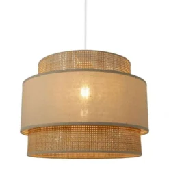 Jardideco Lustres Suspension Ronde Gigogne Rotin Beige D40cm -Luminaires Soldes 202 suspension ronde gigogne rotin beige d40cm 2
