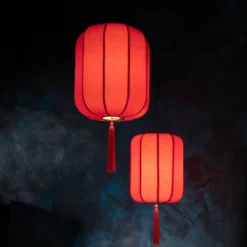 Dutchbone Suspensions Suspension Style Lanterne Japonaise D30cm Rouge -Luminaires Soldes 202 suspension style lanterne japonaise d30cm rouge 5