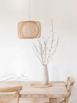 Maisons Du Monde Suspensions Suspension Tambour En Bambou Et Toile Blanche -Luminaires Soldes 202 suspension tambour en bambou et toile blanche 1000 2 3 199837 2