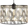 Maisons Du Monde Suspensions Suspension Tambour En Métal Ajouré Noir Et Doré -Luminaires Soldes 202 suspension tambour en metal ajoure noir et dore 1000 6 16 210551 1