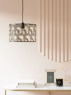 Maisons Du Monde Suspensions Suspension Tambour En Métal Ajouré Noir Et Doré -Luminaires Soldes 202 suspension tambour en metal ajoure noir et dore 1000 6 16 210551 2