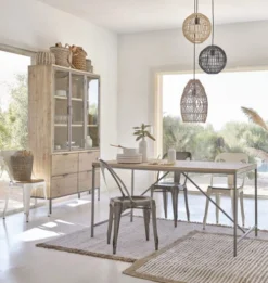 Maisons Du Monde Suspensions Suspension Triple En Rotin Tressé Beige Et Noir -Luminaires Soldes 202 suspension triple en rotin tresse beige et noir 1000 10 38 210368 3